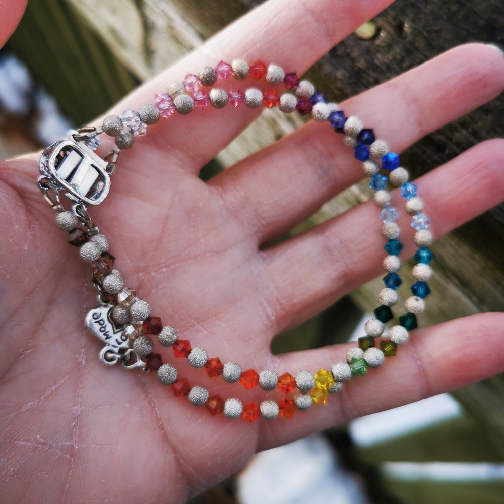 Rainbow Crystal Double Strand Bracelet - Picture 11 of 15
